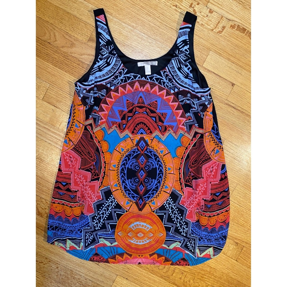 Forever 21 Tank Top Aztec Print Lined Polyester Sleeveless Casual Top Size L